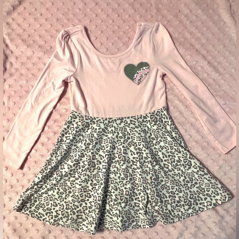 Epic Threads Toddler Girls Pink & Leopard Print Dress w/ Heart Print Accent
